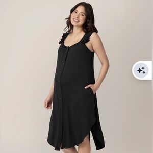 Kindred Bravely Black Ruffle Strap Labor And Delivery Gown Dress Size XS/Small